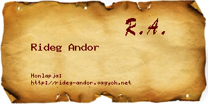 Rideg Andor névjegykártya
